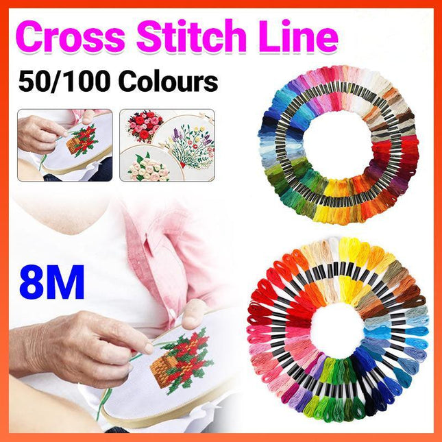 100 Colourful Egyptian Cross Stitch Cotton Sewing Skeins Embroidery Thread Floss - Aimall