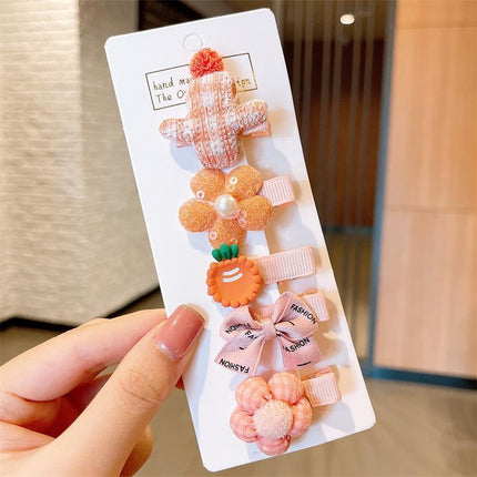 5PCS Girls Bowknot Snap Hair Clips Headband Cute Hair Accessories Set