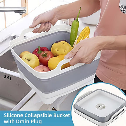 Folding Basket Kitchen Washbasin Draining Basket Portable Vegetable Storage