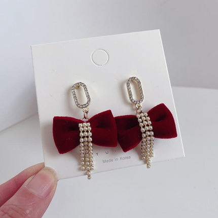 Red Flower Heart Zircon Earring Stud Wedding Party Drop Dangle Jewelry Christmas - Aimall