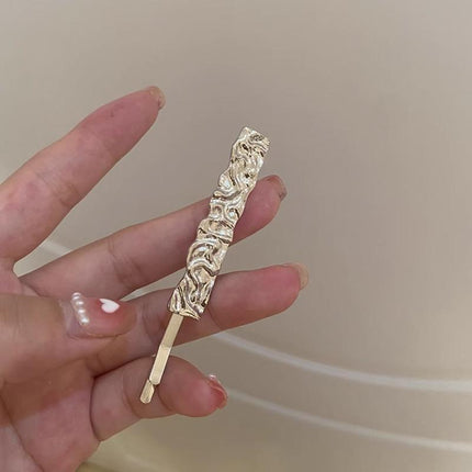 Metal One-word Clip Water Ripple Hair Clip Silver Cool Styling Tools Bangs Clips - Aimall