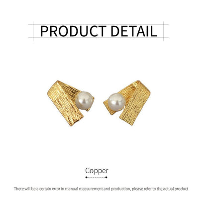 Folded Brushed Metal Faceted Stud Earrings Simple Elegant Jewelry for Women