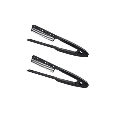 Folding Styling V Comb Hair Straightener Hairdressing Salon Straightening Brush - Aimall