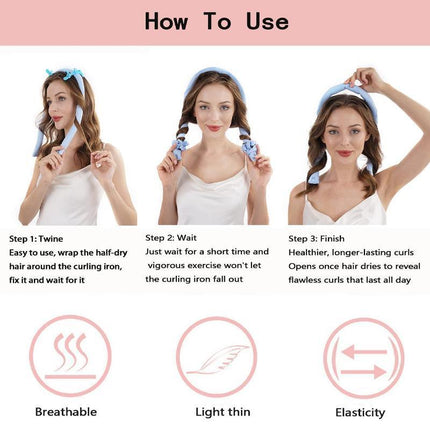 Heatless Curling Rod Headband Lazy Curler No Heat Curls Ribbon Hair Hair Curlers - Aimall