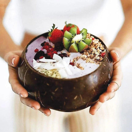 2Sets Natural Coconut Shell Bowls Dessert Fruit Salad Serving Bowls