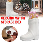 Ceramic Boots Matchbox Holder Home Storage Organizer Decorative Display Box