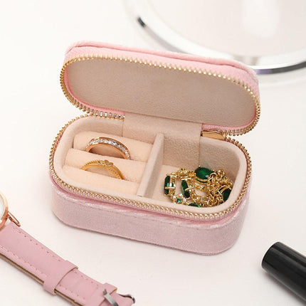 Velvet Mini Travel Jewelry Storage Box Portable Organizer Ring Earring Holder