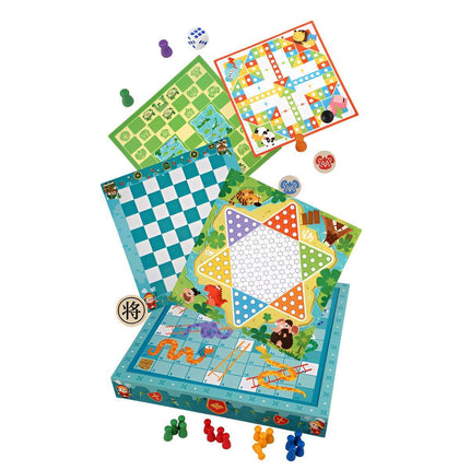 8-in-1 Board Game Set Chess Games Board Toy Backgammon Checkers Snakes Ladders - Aimall