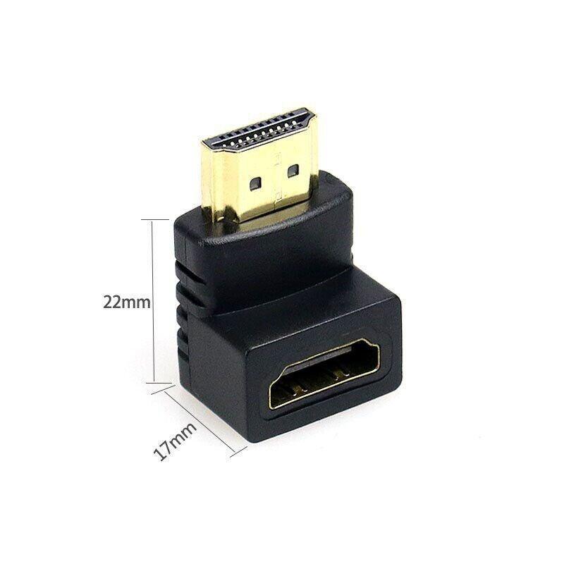 Utility HDMI Male to HDMI Female 90 Degree Right Angle Adapter Plated Converter - Aimall