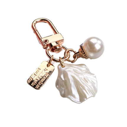 Womens Cute Key Rings Shell Heart Pearl Shape Keychain Charm Bag Hanger Pendants - Aimall