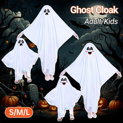 Halloween Party Costume Ghost Cape Full Length Spooky Dress Up Ball Cloak Outfit