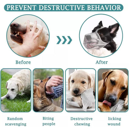 2PCS Adjustable Mesh Pet Dog Muzzle Mask Mouth Cover No Bite Strap Mouth Cover