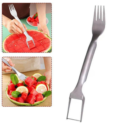 Multifunctional Watermelon Fork Slicer Cutter Stainless Steel Fruit Fork Tools - Aimall