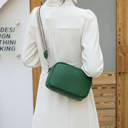 Wide Shoulder Strap Crossbody Fashion Handbag Small Green Square Bag for Women