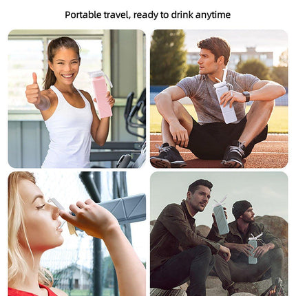 620ml Silicone Folding Water Bottle Food Grade Outdoor Sports Kettle High Temp