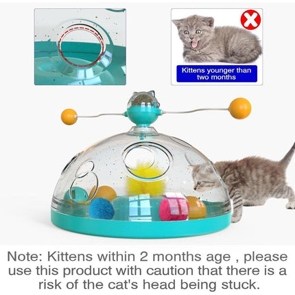 Interactive Windmill Cat Teaser Toy Treasure Box with Stick Fun Play for Pets