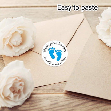 4 Rolls of Decorative Footprint Stickers - Pink and Blue Labels for Craft and Gift Use