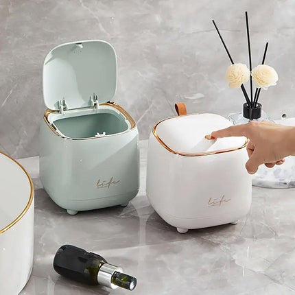 Small Desktop Wastebasket Paper Basket Mini Office Organizer for Desk Storage