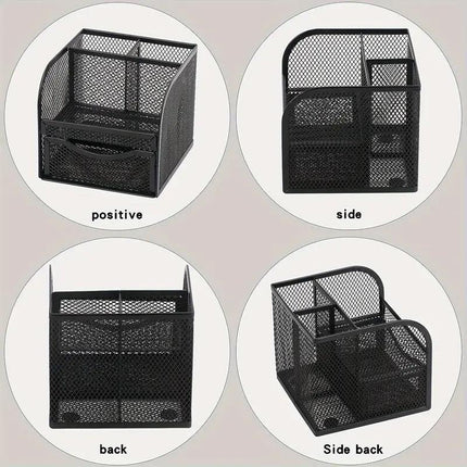 Desktop Pen Holder Honeycomb Grid Sticky Organiser Minimalist Office Organiser