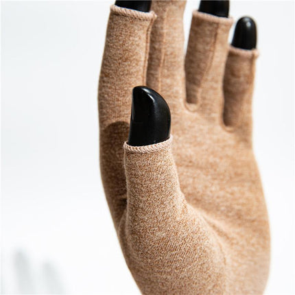 Brace Arthritis Hand Compression Gloves fingerless gloves Pain Relief Brown - Aimall