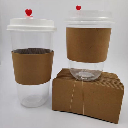 200X Coffee Cup Sleeves Kraft Paper Disposable Corrugated For Hot Or Cold 8/9CM