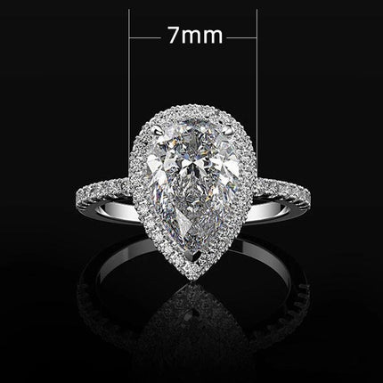 Sparkling Pear Shaped Zircon Cluster Ring Pear Shape Engagement Women Gift - Aimall