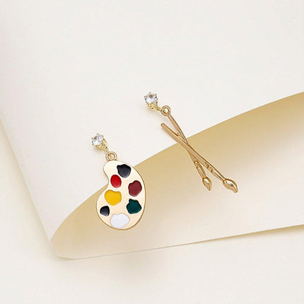 Artistic Asymmetric Earrings Brush and Drawing Board Design Creative Jewelry