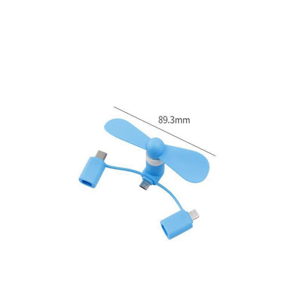 3 In 1 Portable Cell Phone USB Mini Fan For iPhone Android TypeC Mobile Model - Aimall