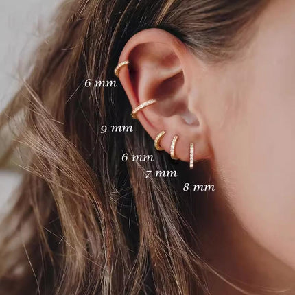 7sizes Hoop Earring Silver Zirconia Ear Huggie Hoop Cartilage Piercing Jewellery - Aimall