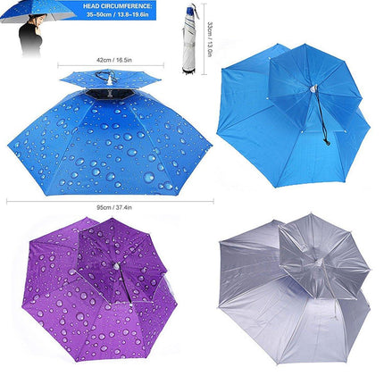 2-Layer Outdoor Foldable Sun Umbrella Hat Fishing Camping Headwear Cap Head Hat