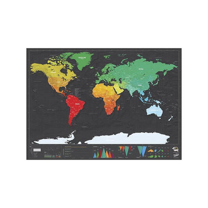 Deluxe Scratch off world Map Interactive large Poster Atlas Travel Decor Gift - Aimall