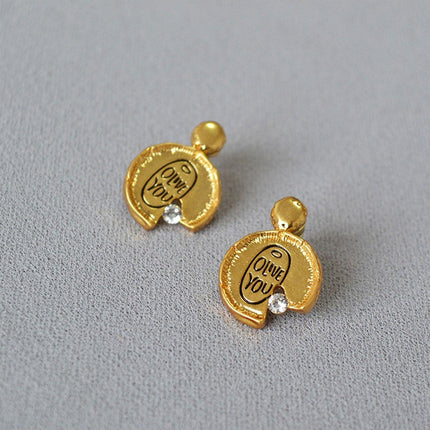 Irregular Lace Stud Earrings Unique Design Missing Corners Stylish Jewelry