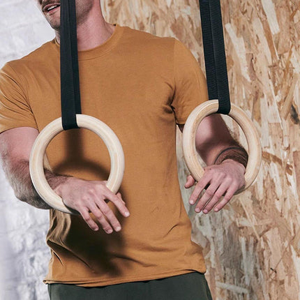 Adjustable Birch Gymnastics Rings for Home Fitness Exercise Equipment