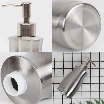 304 Household Stainless Steel Liquid Soap Lotion Shampoo Dispenser Bottle 400ML