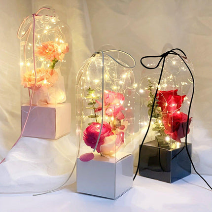 10pcs Bouquet Packaging Transparent PVC Flower Box Portable Floral Gift Boxes