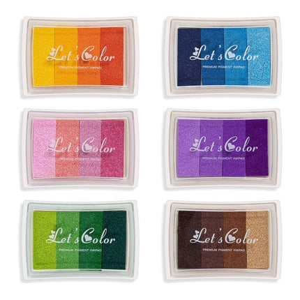 4Colours Fingerprint Stamp Set with Plastic Case Washable Color DIY Ink Pad - Aimall