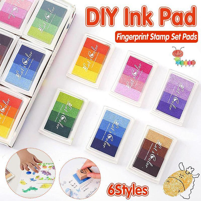 4Colours Fingerprint Stamp Set with Plastic Case Washable Color DIY Ink Pad - Aimall