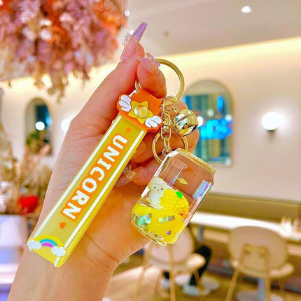 Bottle Star Liquid Keyring Quicksand Acrylic Keychain Car Keychain Key Ring Gift - Aimall