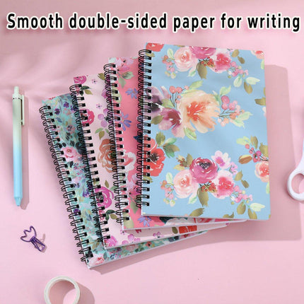 4pcs Loose Leaf Coil Thick Notebook Notepad Vintage Floral Journal Stationery