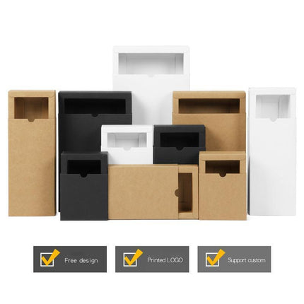 100PCS DIY Paper Box Drawer Type Jewelry Packing Box Tea Gift Cosmetics Black - Aimall