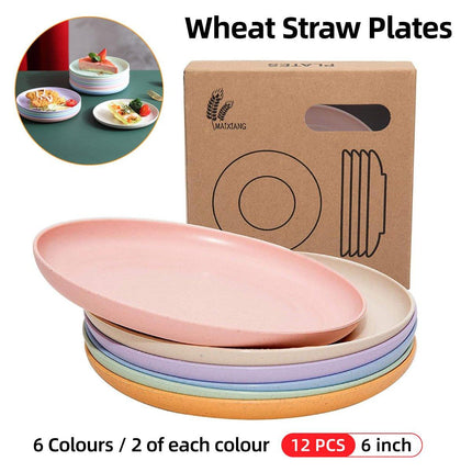 12pcs 15cm Round Ceramic Plate for Fruit Dumplings Household Vegetable Dish