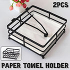 2PCS Black Wrought Iron Napkin Holder Square Tissue Rack for Home Kitchen Decor