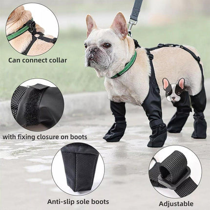Dog Adjustable Suspender Boots Waterproof Dog Shoes Anti-Slip Pet Paw Protector