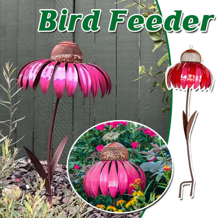 Decorative Metal Flower Garden Bird Feeder Outdoor Hanging Birdseed Feeder