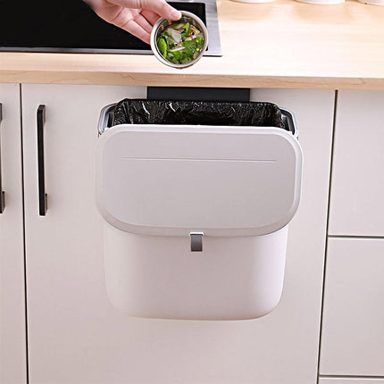 Wall Mounted Hanging Wastebasket with Sliding Lid for Kitchen and Bathroom Use
