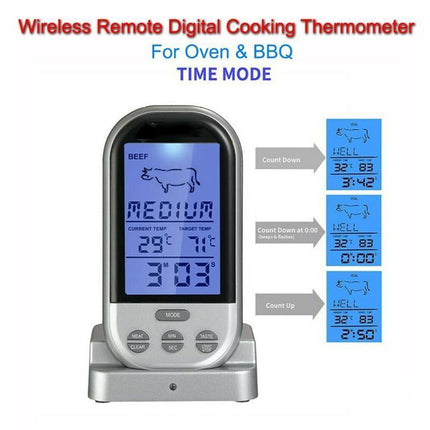 BBQ Food Meat Thermometer Tool Digital Wireless Oven Probe Grill Kitchen Cooking - Aimall