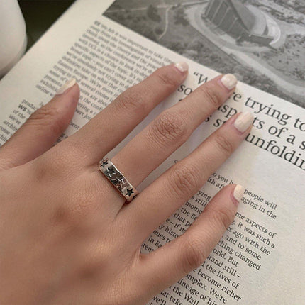 Adjustable Simple Ring Stacked 5-pointed Star Jewelry Fashion Unisex Design