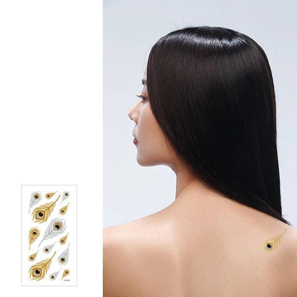 Women Lady Metallic gold silver color boho arm Body Temporary Tattoo Sticker Art - Aimall