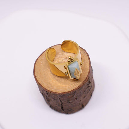 Female Titanium Steel Ring with Natural Stone Fashion Jewellery Women