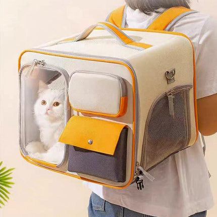 Large Capacity Cat Dog Backpack Outdoor Portable Pet Carrier Canvas Travel Bag